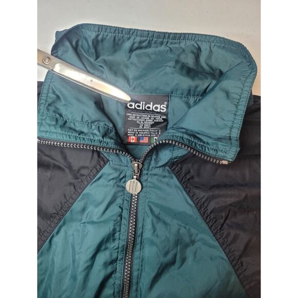 Vintage Adidas Windbreaker Track Jacket 1/2 Zip Nylon Retro Y2K Drawstring Waist - Picture 2 of 16